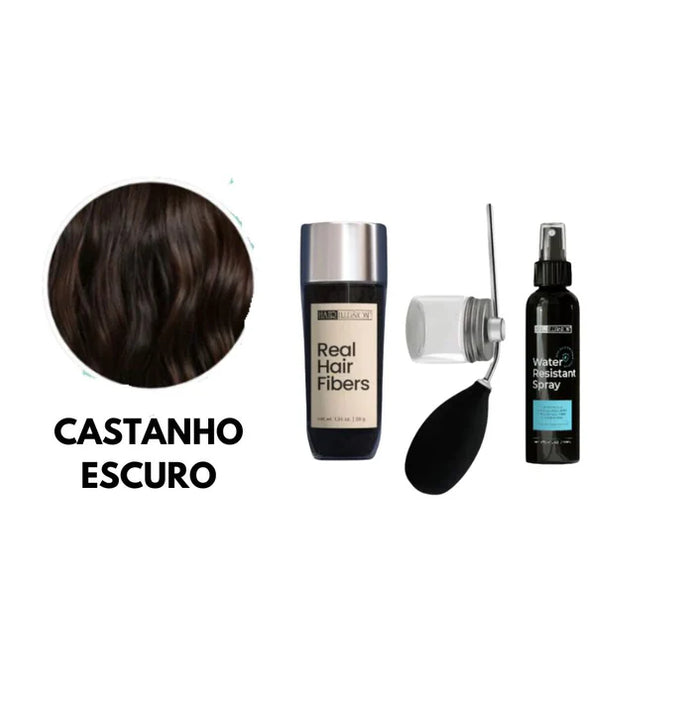 Real Hair Fibers - Transforme seu visual em minutos! (1 Spray Fixador + Aplicador Grátis)
