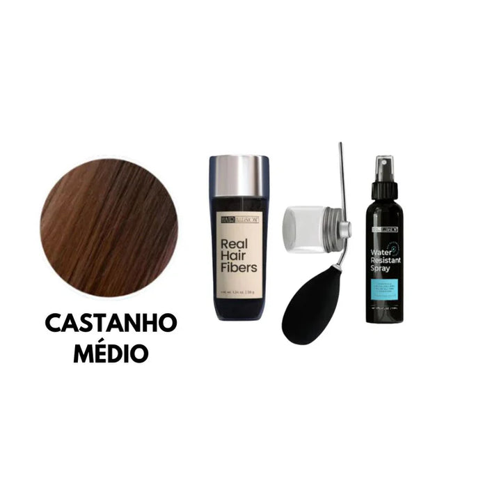 Real Hair Fibers - Transforme seu visual em minutos! (1 Spray Fixador + Aplicador Grátis)