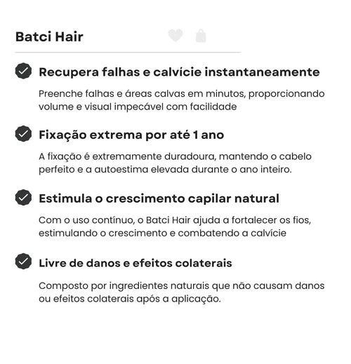 Batci Hair - Recupere o seu cabelo em minutos! (Compre 1 Ganhe 2)